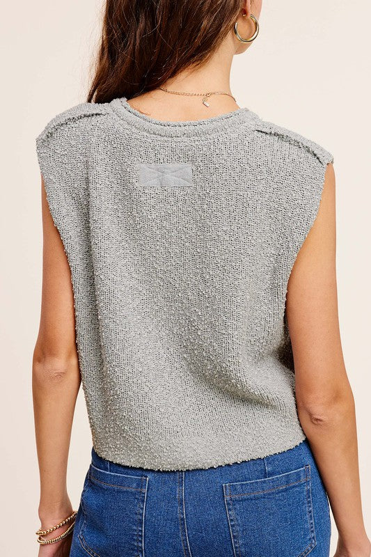 Slouchy Cropped Extended Sleeve Sweater Top - steven wick