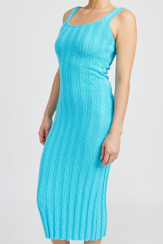 Scoop Neckline Ribbed Midi Dress - steven wick