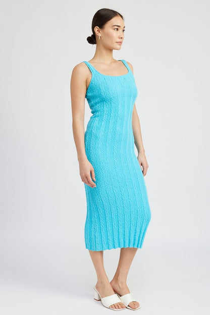 Scoop Neckline Ribbed Midi Dress - steven wick