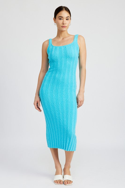 Scoop Neckline Ribbed Midi Dress - steven wick