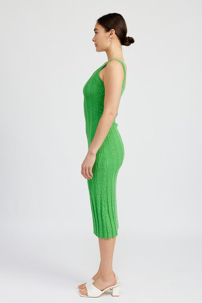 Scoop Neckline Ribbed Midi Dress - steven wick