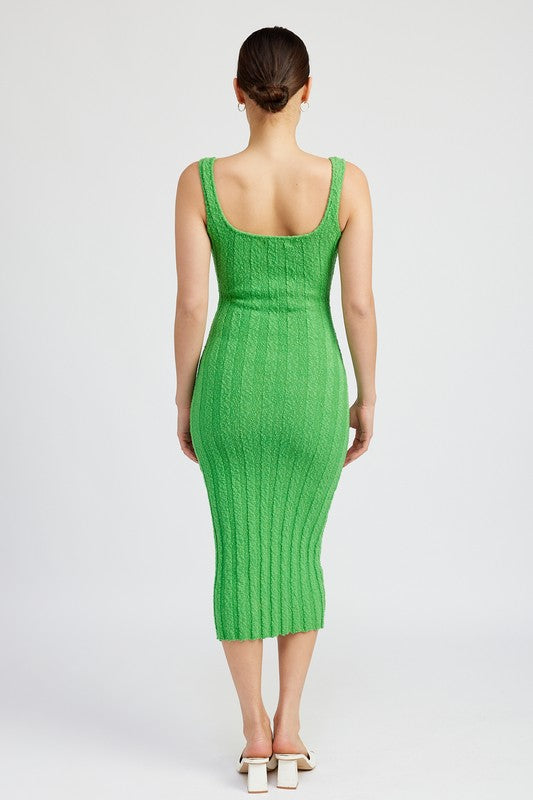 Scoop Neckline Ribbed Midi Dress - steven wick