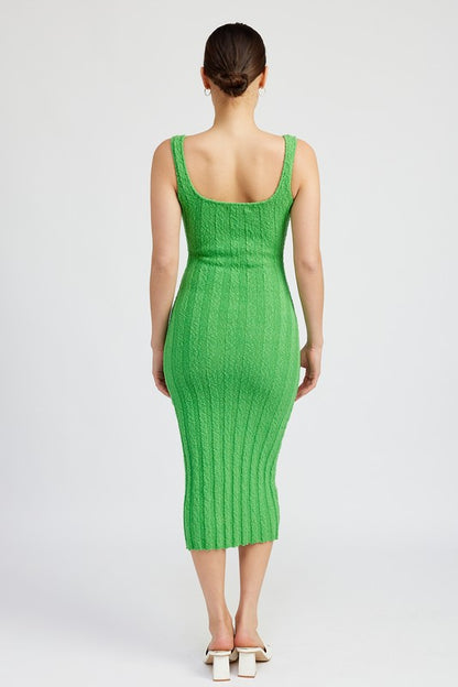 Scoop Neckline Ribbed Midi Dress - steven wick