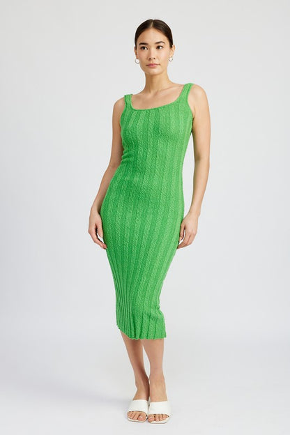 Scoop Neckline Ribbed Midi Dress - steven wick