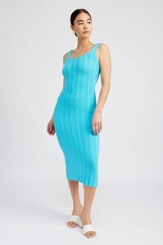 Scoop Neckline Ribbed Midi Dress - steven wick