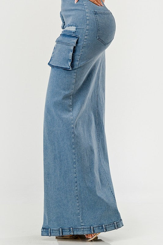 The Upgraded Diana Chic Denim Gown - Light Wash - steven wick