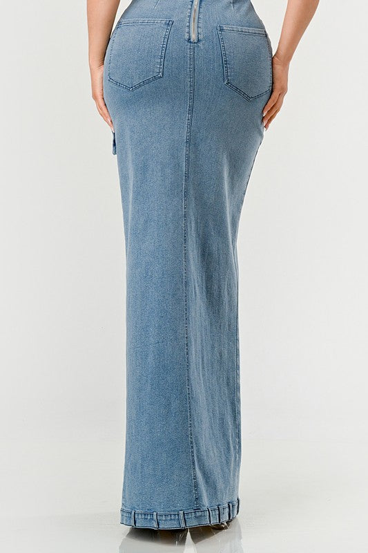 The Upgraded Diana Chic Denim Gown - Light Wash - steven wick