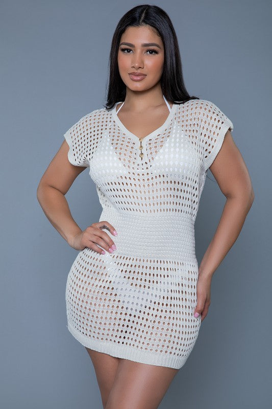 Sophie Crochet Styled Sheer Mini Cover-up Dress - steven wick