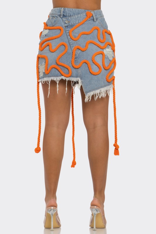 Tangerine Trace Mini Denim Skirt - steven wick