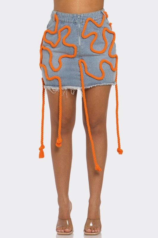 Tangerine Trace Mini Denim Skirt - steven wick