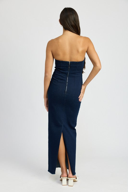 Bodycon Tube Dark Denim Dress - steven wick