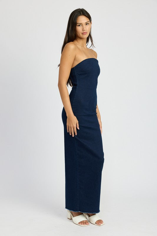 Bodycon Tube Dark Denim Dress - steven wick