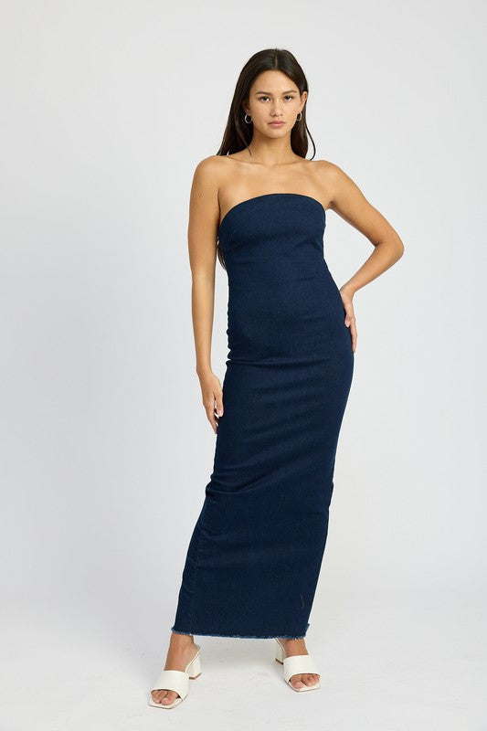 Bodycon Tube Dark Denim Dress - steven wick