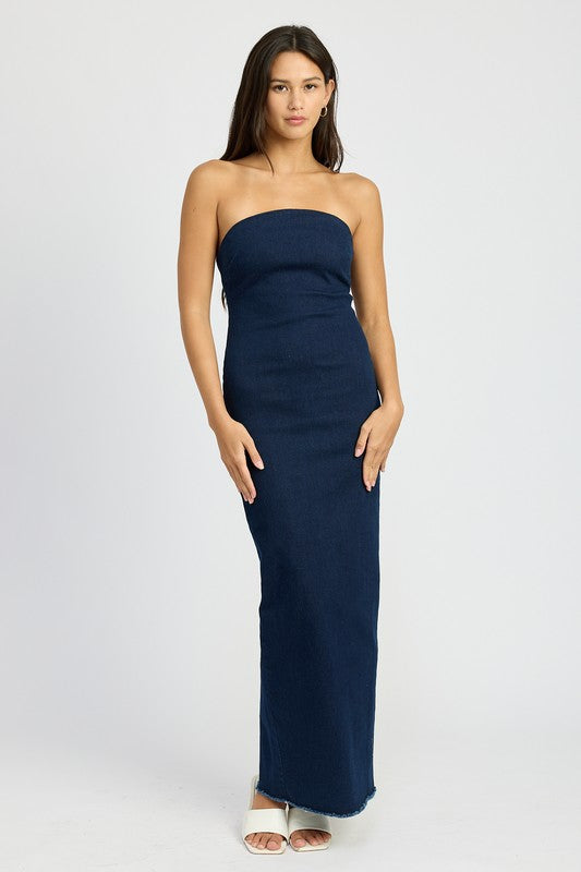 Bodycon Tube Dark Denim Dress - steven wick