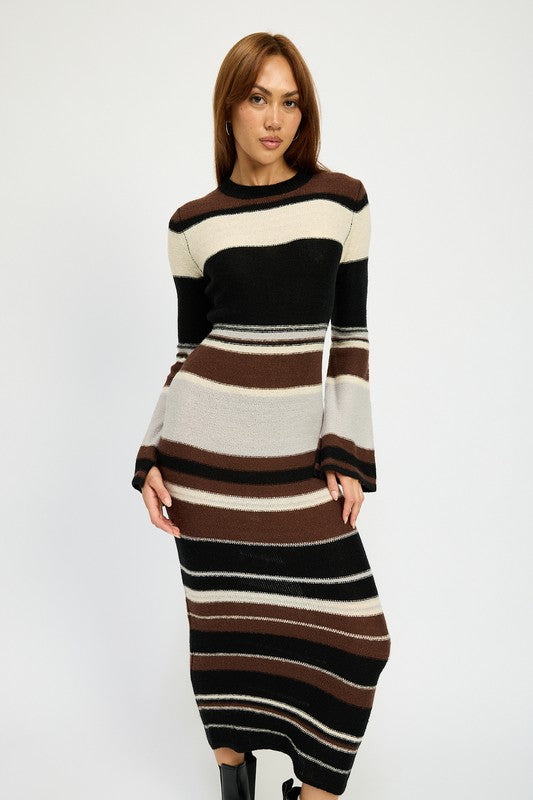 Striped Maxi Bodycon Dress - steven wick