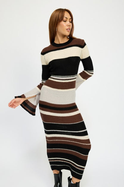 Striped Maxi Bodycon Dress - steven wick