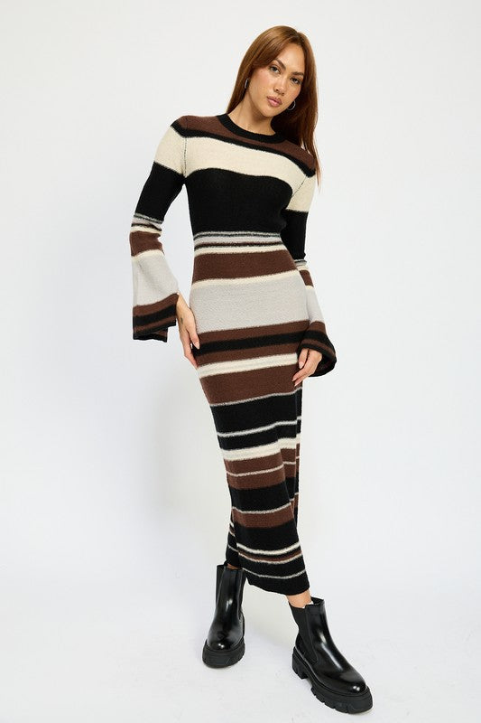 Striped Maxi Bodycon Dress - steven wick