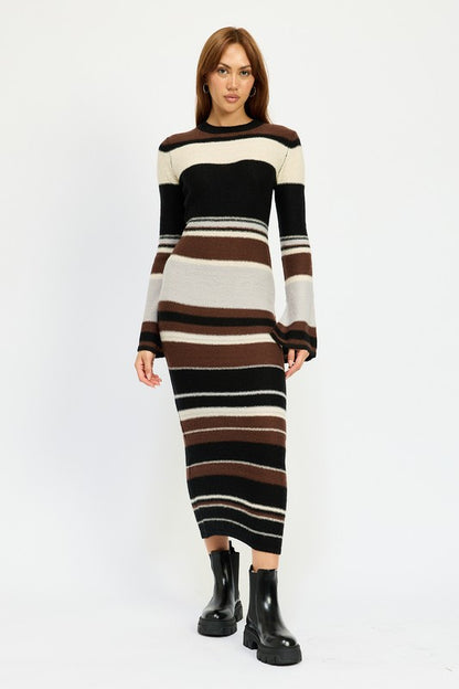 Striped Maxi Bodycon Dress - steven wick