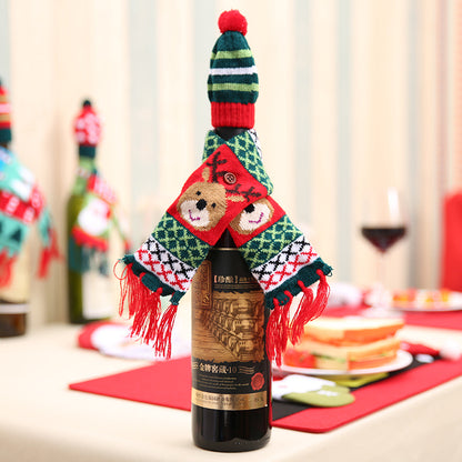 Christmas Hat and Scarf Wine Bottle Decoration - steven wick