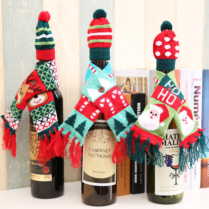 Christmas Hat and Scarf Wine Bottle Decoration - steven wick