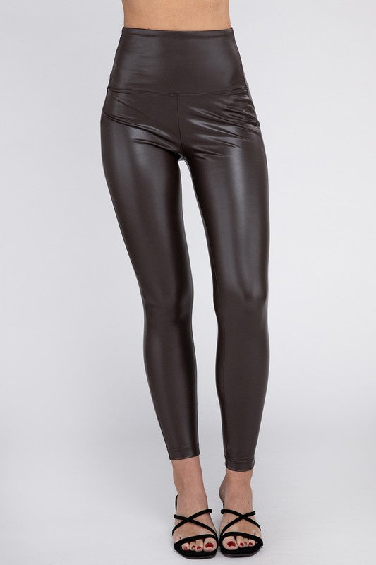 High Rise Faux Leather Leggings - steven wick