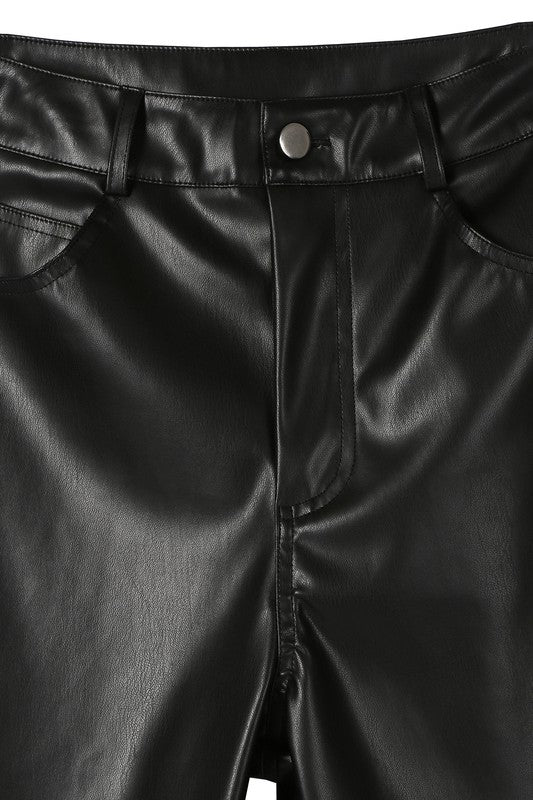 High Rise Black Vegan Leather Pants - steven wick