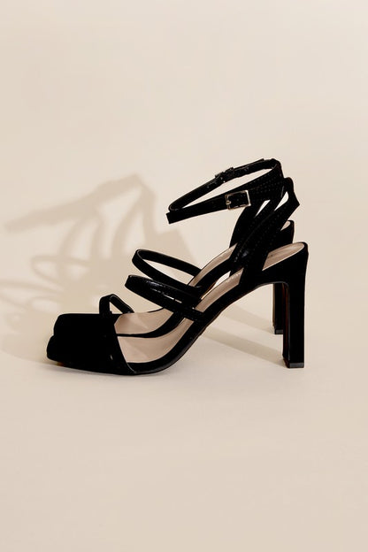 Black Silhouette Ankle Strap Heels - steven wick