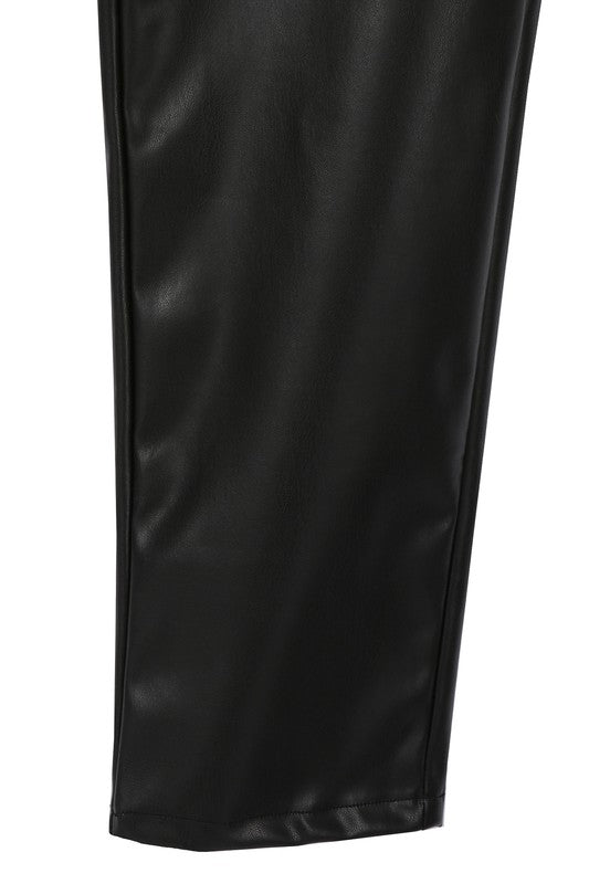 High Rise Black Vegan Leather Pants - steven wick