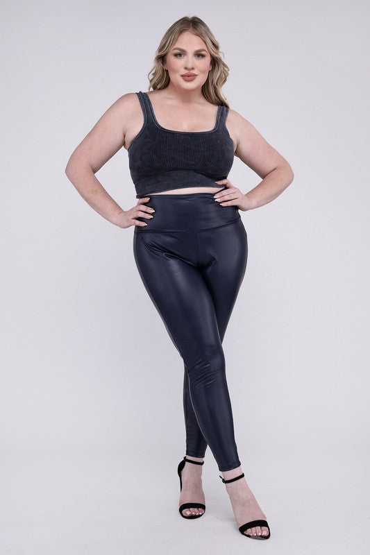 Plus High Rise Faux Leather Leggings - steven wick