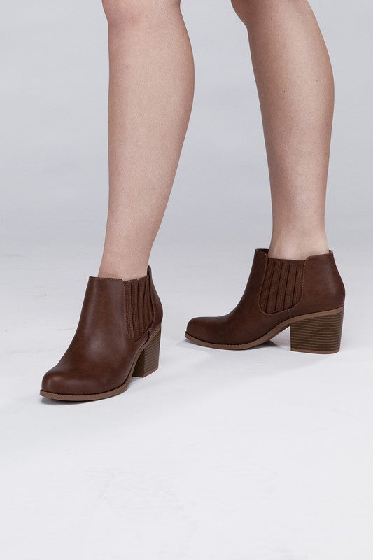 Block Heel Slip-on Ankle Booties - steven wick