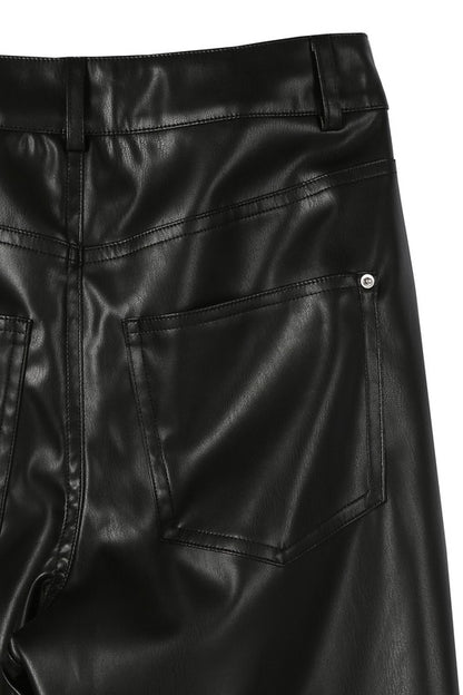 High Rise Black Vegan Leather Pants - steven wick