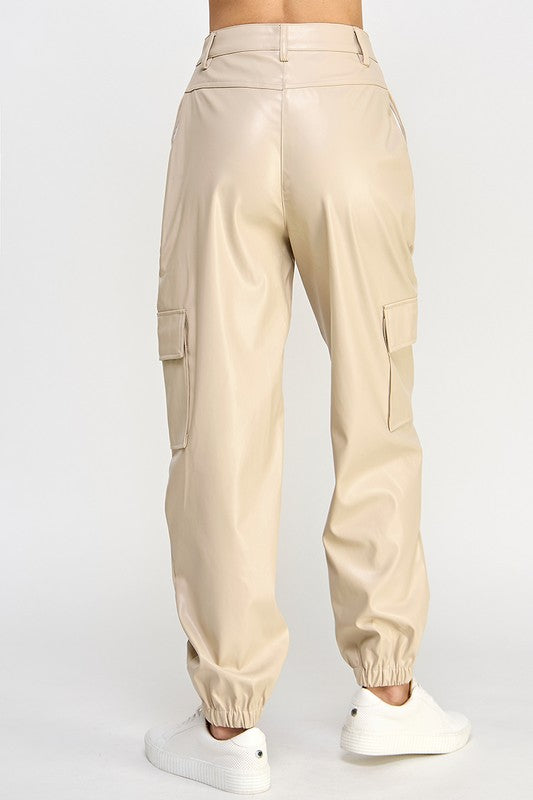 Relaxed Vegan Leather Cargo Pants - steven wick