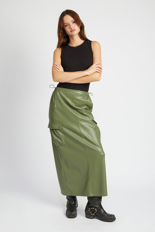 Leather Cargo Maxi Skirt - steven wick