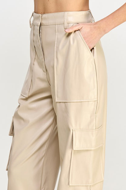 Relaxed Vegan Leather Cargo Pants - steven wick