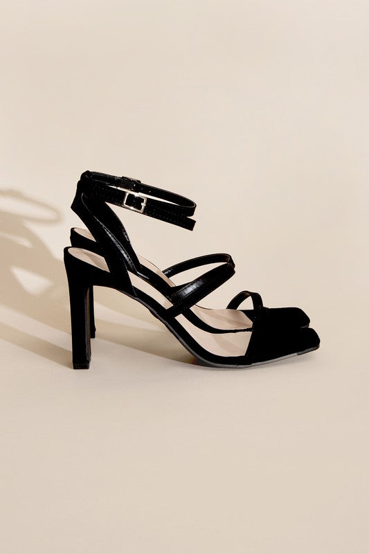 Black Silhouette Ankle Strap Heels - steven wick