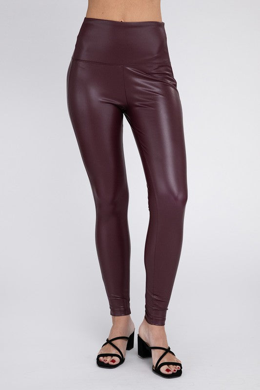 High Rise Faux Leather Leggings - steven wick