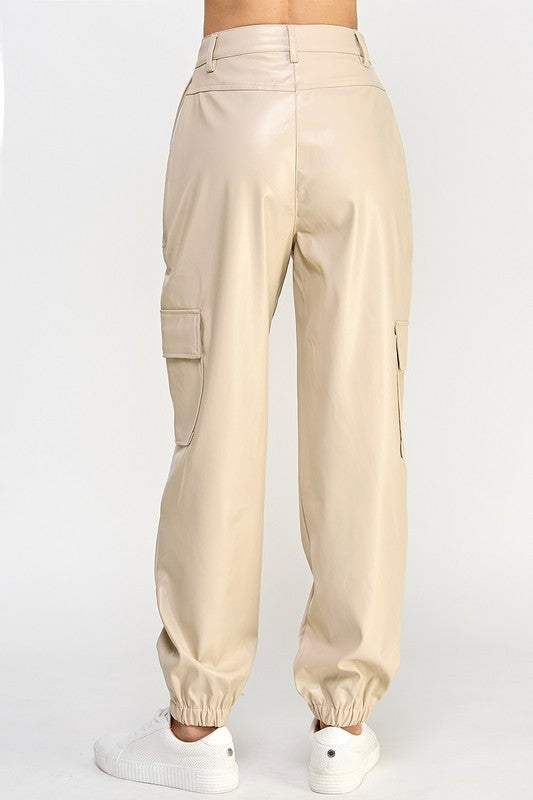 Relaxed Vegan Leather Cargo Pants - steven wick