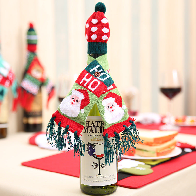 Christmas Hat and Scarf Wine Bottle Decoration - steven wick