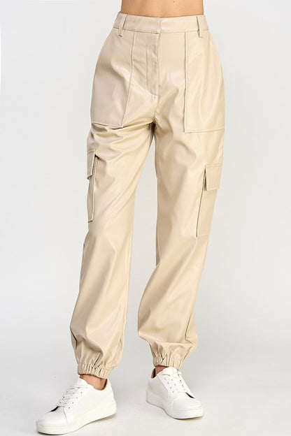 Relaxed Vegan Leather Cargo Pants - steven wick