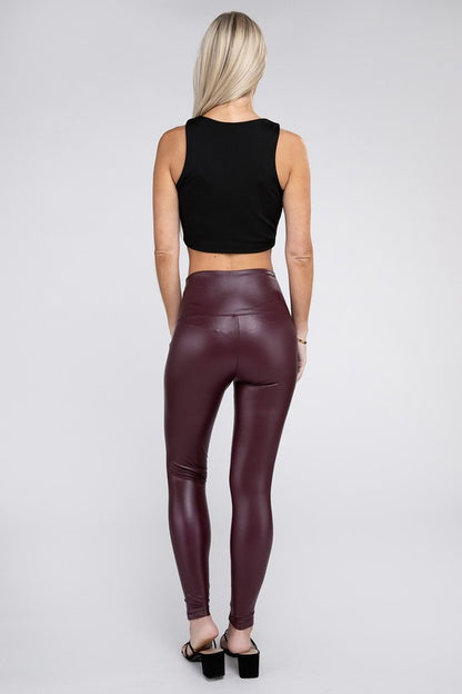 High Rise Faux Leather Leggings - steven wick