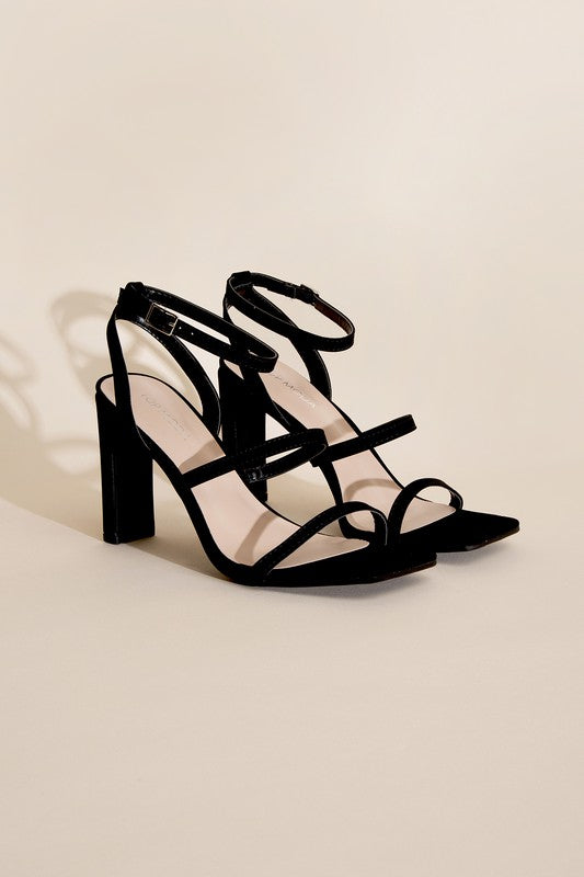 Black Silhouette Ankle Strap Heels - steven wick