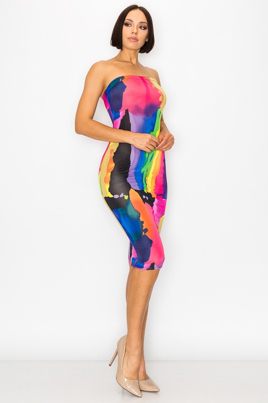 Painted Tube Multicolor Bodycon Dress - steven wick