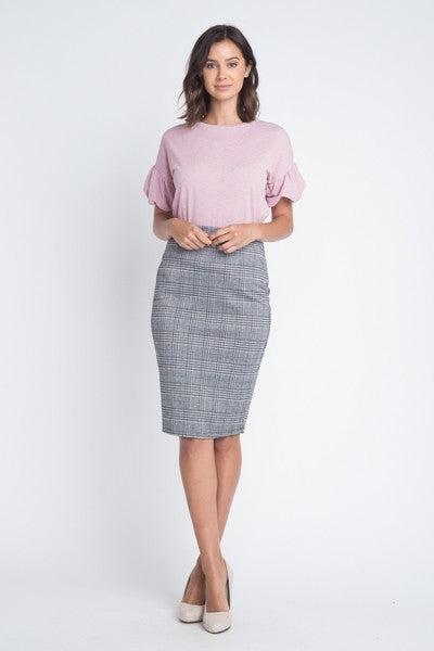 Grey knit pencil outlet skirt outfit