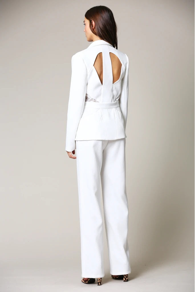 White Trouser Suit for Women, White Pantsuit for Women, 2-piece