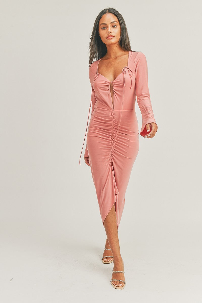 Bella Long Sleeve Verticated Midi Dress - steven wick