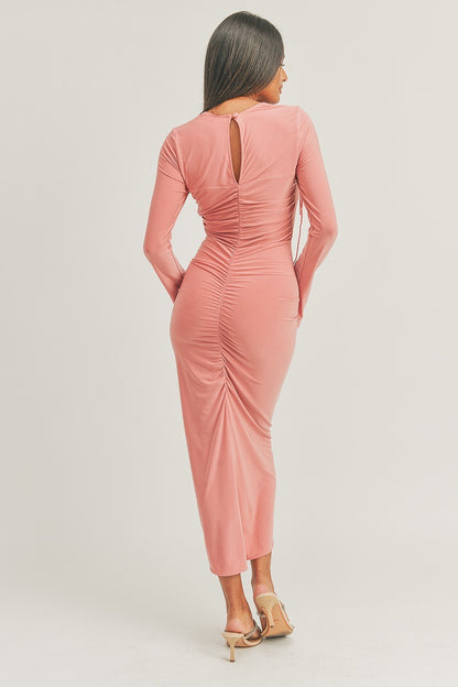 Bella Long Sleeve Verticated Midi Dress - steven wick